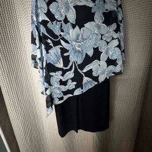 Connected Apparel light blue floral & Navy Dress
